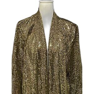Vintage David Rose Gold Metallic Open Blazer Jacket Made in USA L
